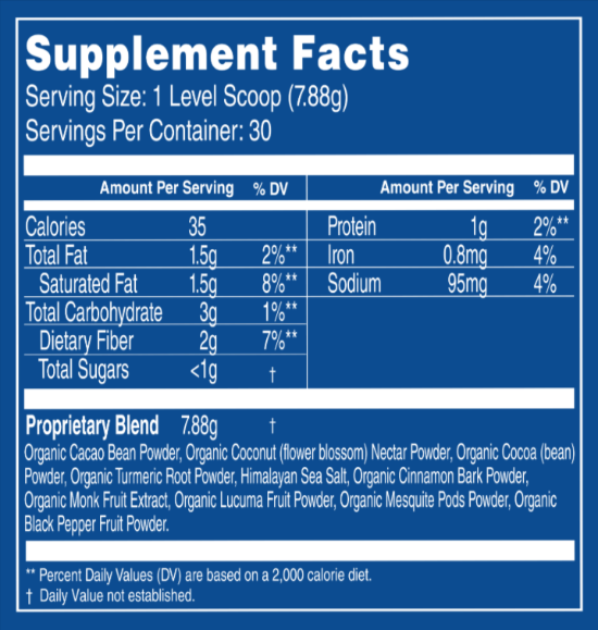 Cacao Bliss supplement facts