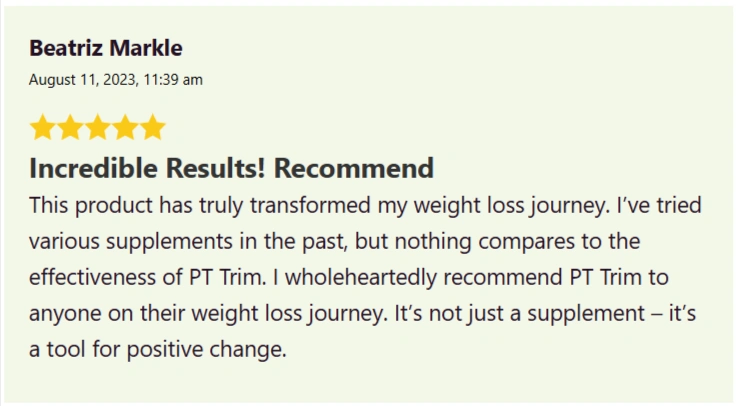 PT Trim Fat Burn verified customers